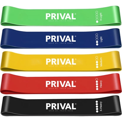 Prival Resistance Power Bands Set – 5 Strength Levels for Full-Body Workouts, Rehab & Mobility Training