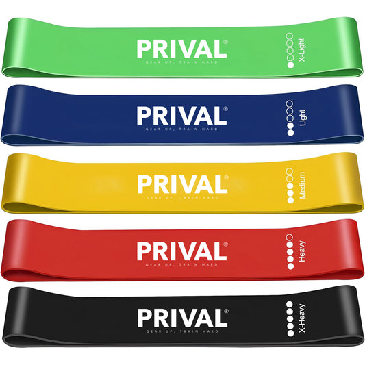 Prival Resistance Power Bands Set – 5 Strength Levels for Full-Body Workouts, Rehab & Mobility Training
