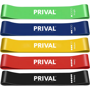 Prival Resistance Power Bands Set – 5 Strength Levels for Full-Body Workouts, Rehab & Mobility Training