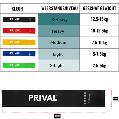 Prival Resistance Power Bands Set – 5 Strength Levels for Full-Body Workouts, Rehab & Mobility Training
